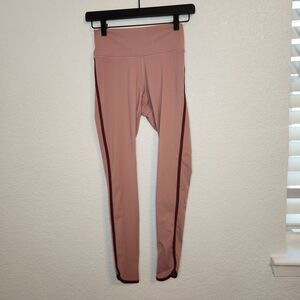 Gilly Hicks Mauve Pink High-Waist Leggings with Burgundy Side Stripe size S